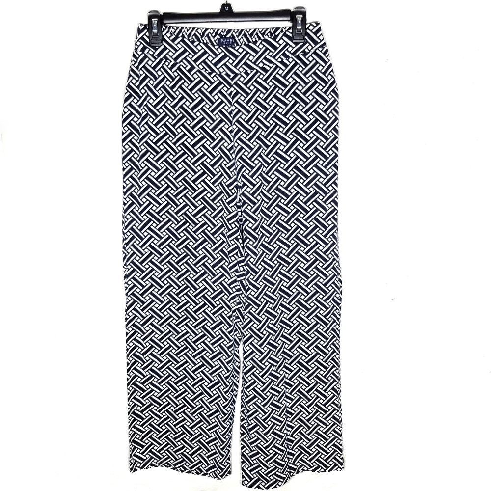Navy blue white slacks S small business light loose comfy pants women's